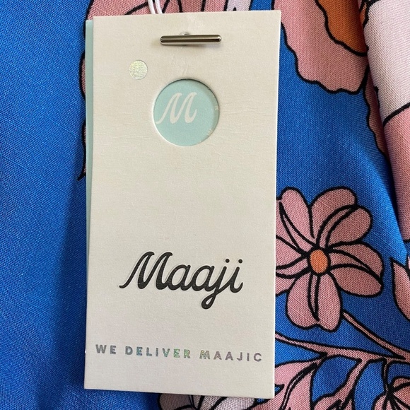 Maaji Floret Kelsey Cover-Up Top, Blue/Orange/Pink Floral, Medium, NWT - Picture 4 of 16